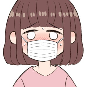 熱が出てマスクをしている女の子のイラスト